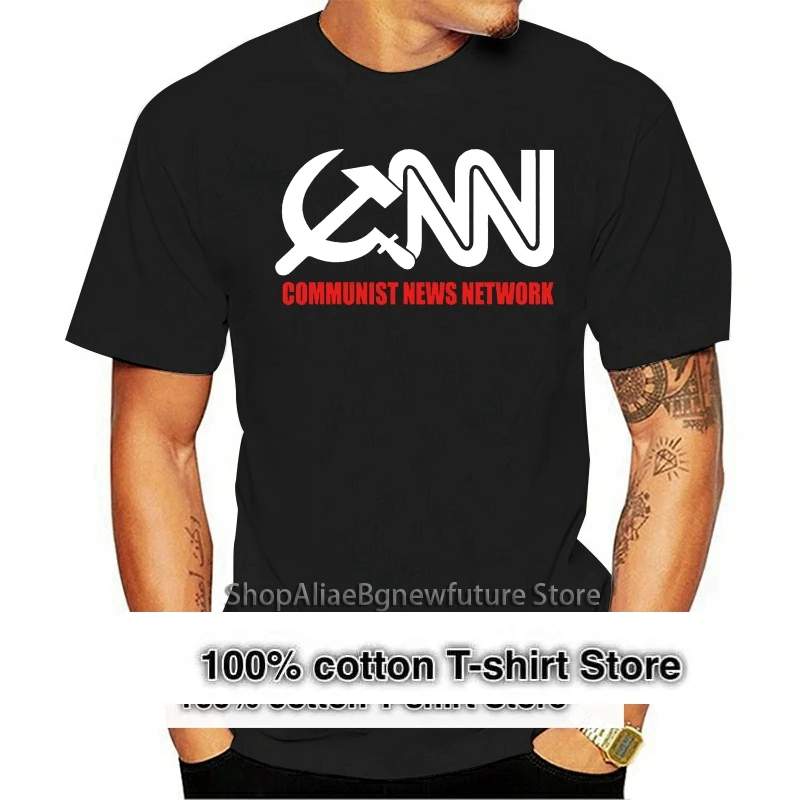 

Cnn Communist News Networking Shirt Funny Tabloid Fake Corporate Media Fraud Cotton T-Shirt Men 2021 Summer T Shirts