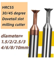 1pcs hrc55 dovetail milling cutter use for aluminum 4530degree tungsten carbide cnc endmills cutting tools 3mm 10mm