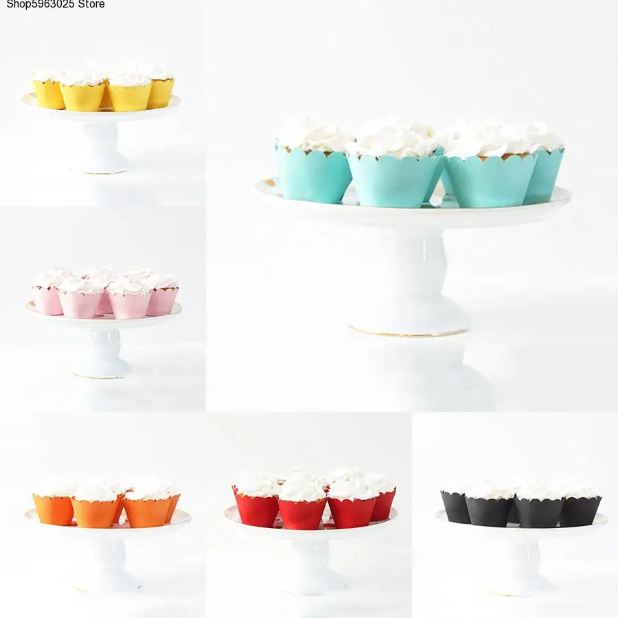 

12pcs/set Cupcake Wrappers Paper Macaron Colors Wedding Birthday Party Dessert Decorating Supplies Baby Shower Cake Decor