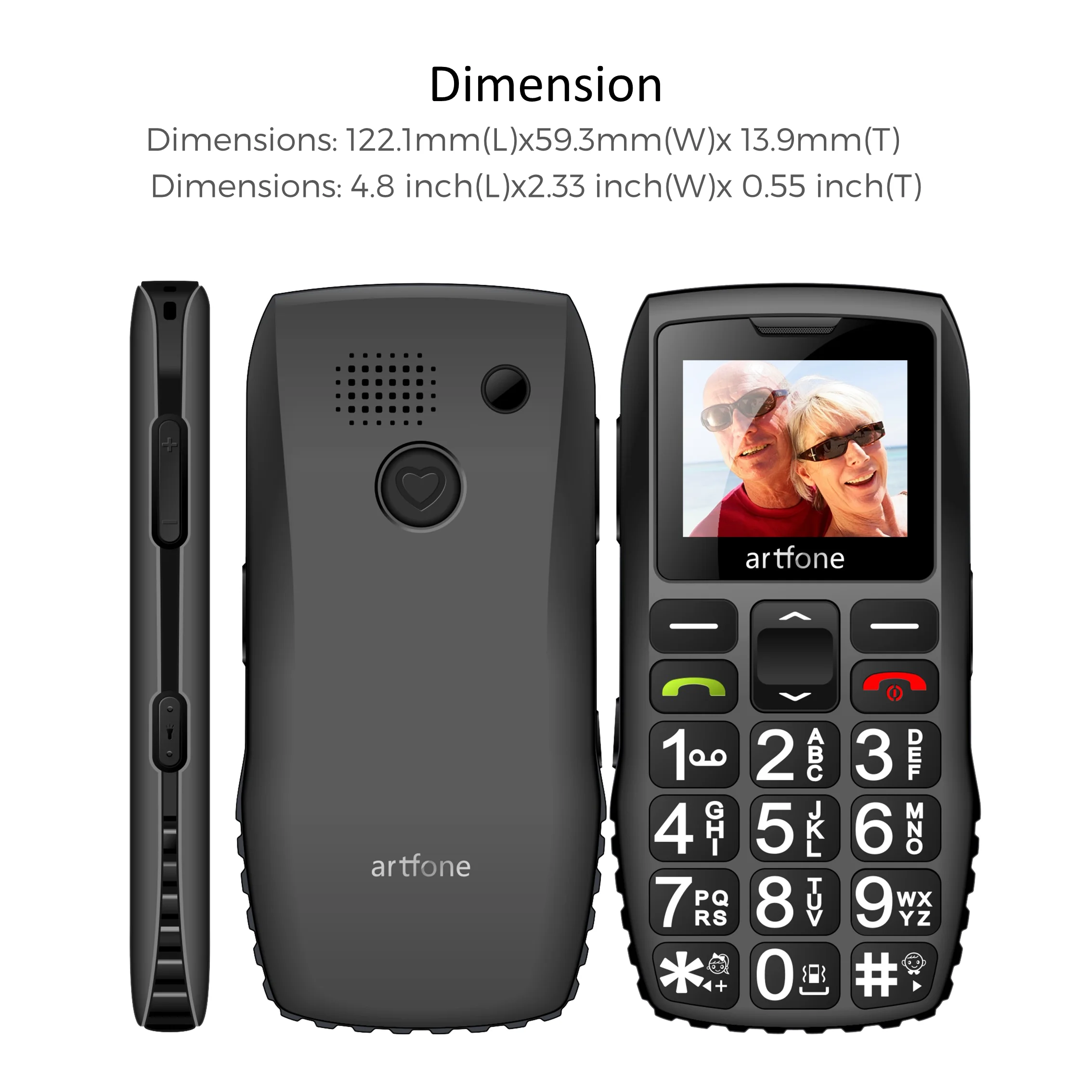 Большая кнопка для пожилых людей, старый телефон artfone C1 с двумя SIM-картами, аккумулятор 1400 мАч, разблокированный телефон для пожилых людей с ф... от AliExpress RU&CIS NEW