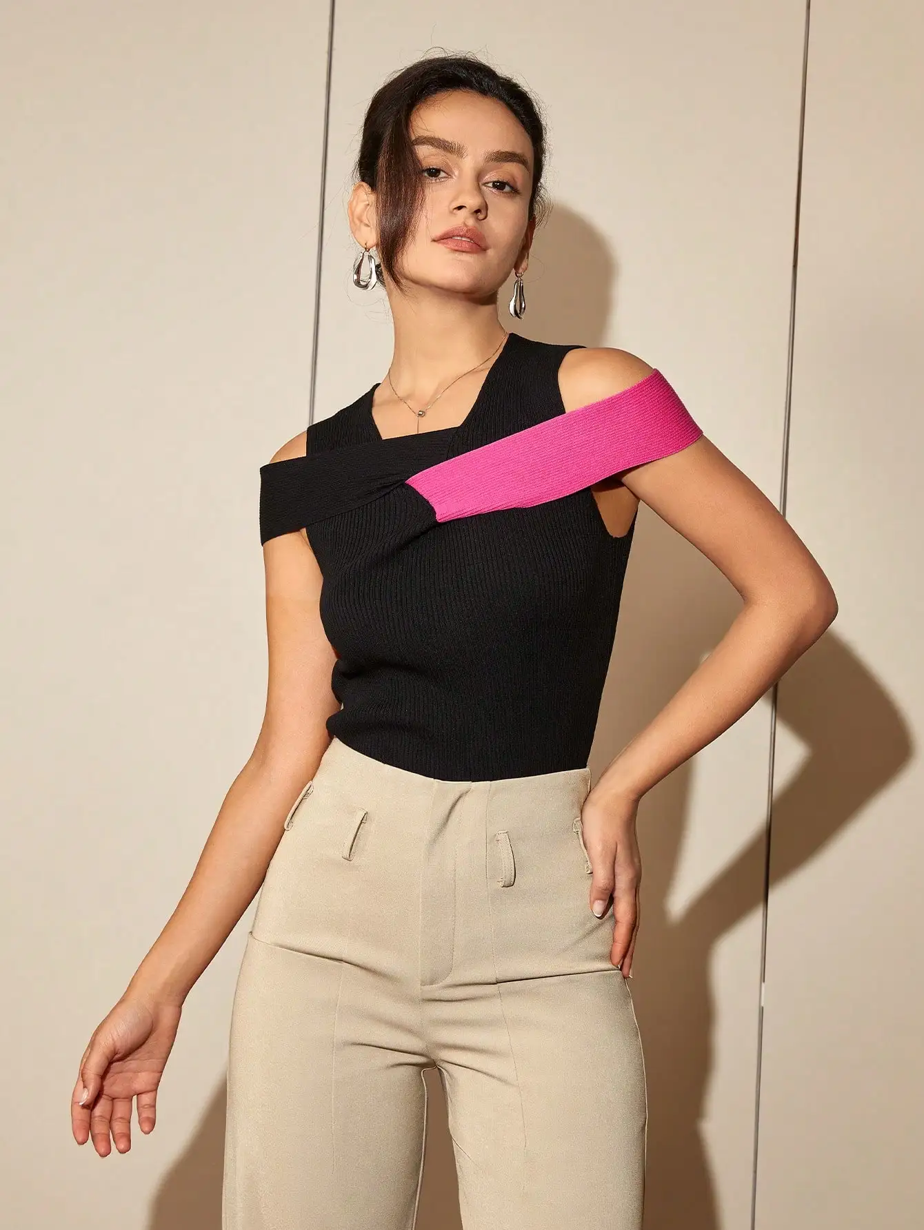 AEL весенняя повседневная рубашка контрастного цвета неправильной формы для