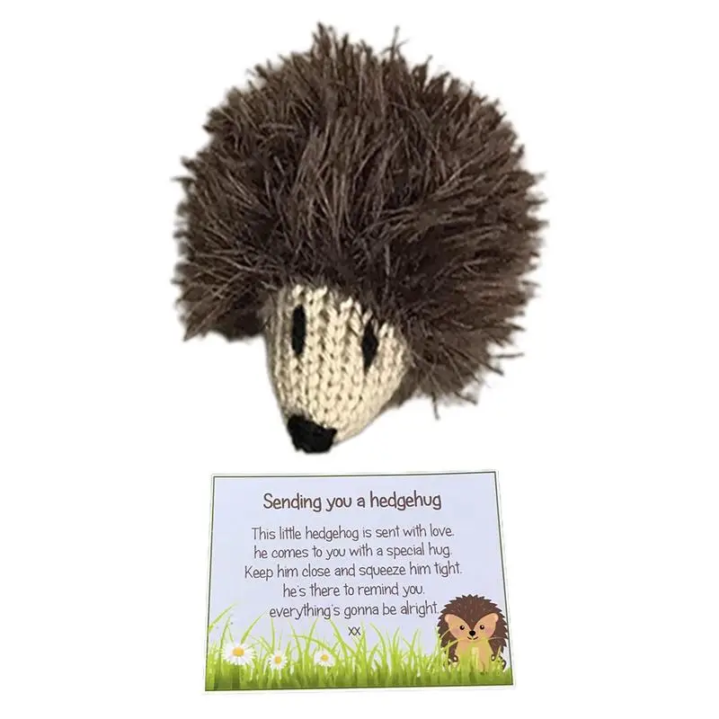 

Mini Knitted Hedgehog Small Dollhouse Woolen Yarn Knitting Hedgehog With Greeting Card 5x5cm Woolen Knitting Mini Hedgehog