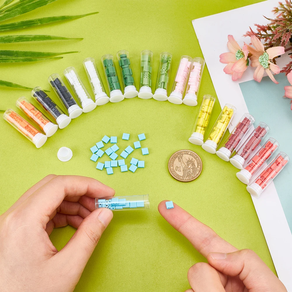 380Pcs Rectangle Glass Seed Beads Two Hole Loose Spacer Bead for DIY Bracelet Necklace Earring Jewelry Making Accessories