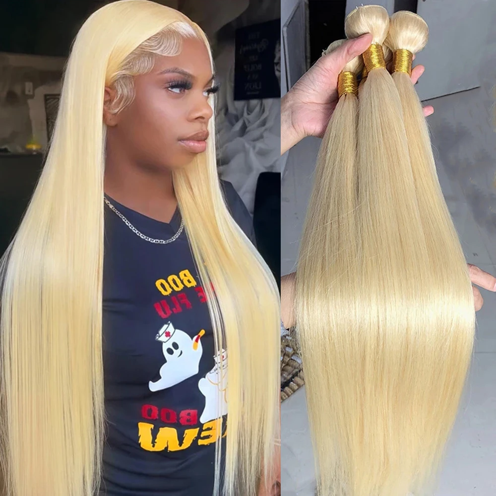 

Wholesale 613 Honey Blonde Bone Straight Human Hair Bundles 30 32 Inch Remy Brazilian Hair Weave Bundles 1/3/4 Bundle Extensions