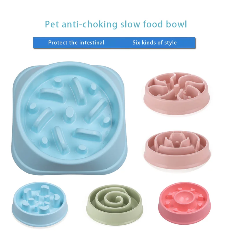 

New Non-slip Non-Choking Cat Bowl Pet Slow Food Bowl For Small Medium Dog Cat PP Candy Color Dog Basin Pet Feeding Supplies 2022