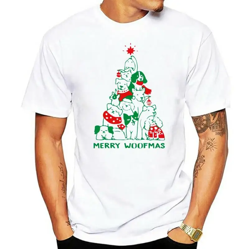 

Merry Woofmas Funny Christmas Shirt for Dog Lovers Gift Tshirt Top Tees 100% Cotton