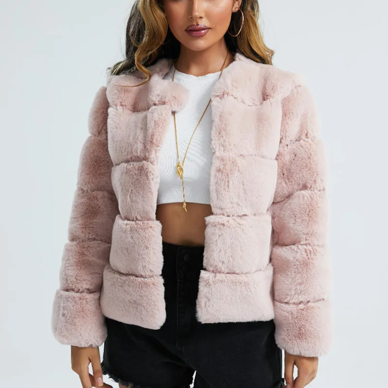 2022 Women's Faux Fur Coat Imitation Fox Fur Winter Warmth Fashion Short Jacket Large Size Ladies Streetwear Fur Coat