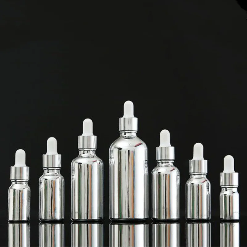 

5 мл 10 мл 15 мл 20 мл 30 мл 50 мл 100 мл Пустые Стеклянные Косметические парфюмерные флаконы с пипеткой Серебристые косметические флаконы