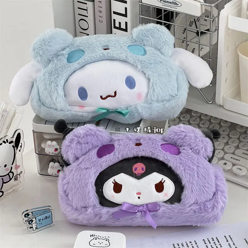 

Sanrio Japanese New Plush Student Large-capacity Girl Heart Cartoon Cinnamon Dog Kuromi Melody Is Afraid of The Dog Pencil Bag