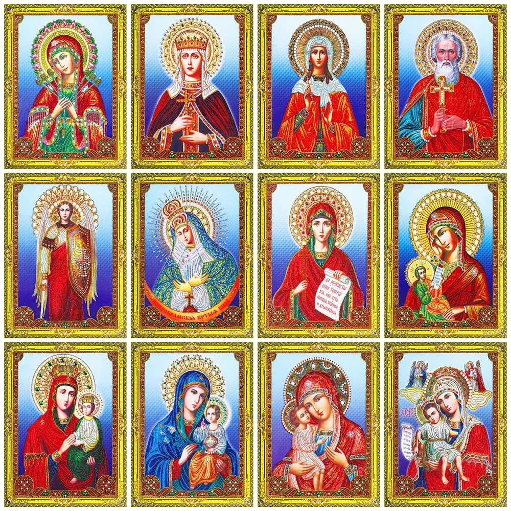 

Huacan DIY Diamond Painting Religion Full Embroidery Virgin Mary Mosaic Portrait Handicraft Picture Of Rhinestone Wall Paintings