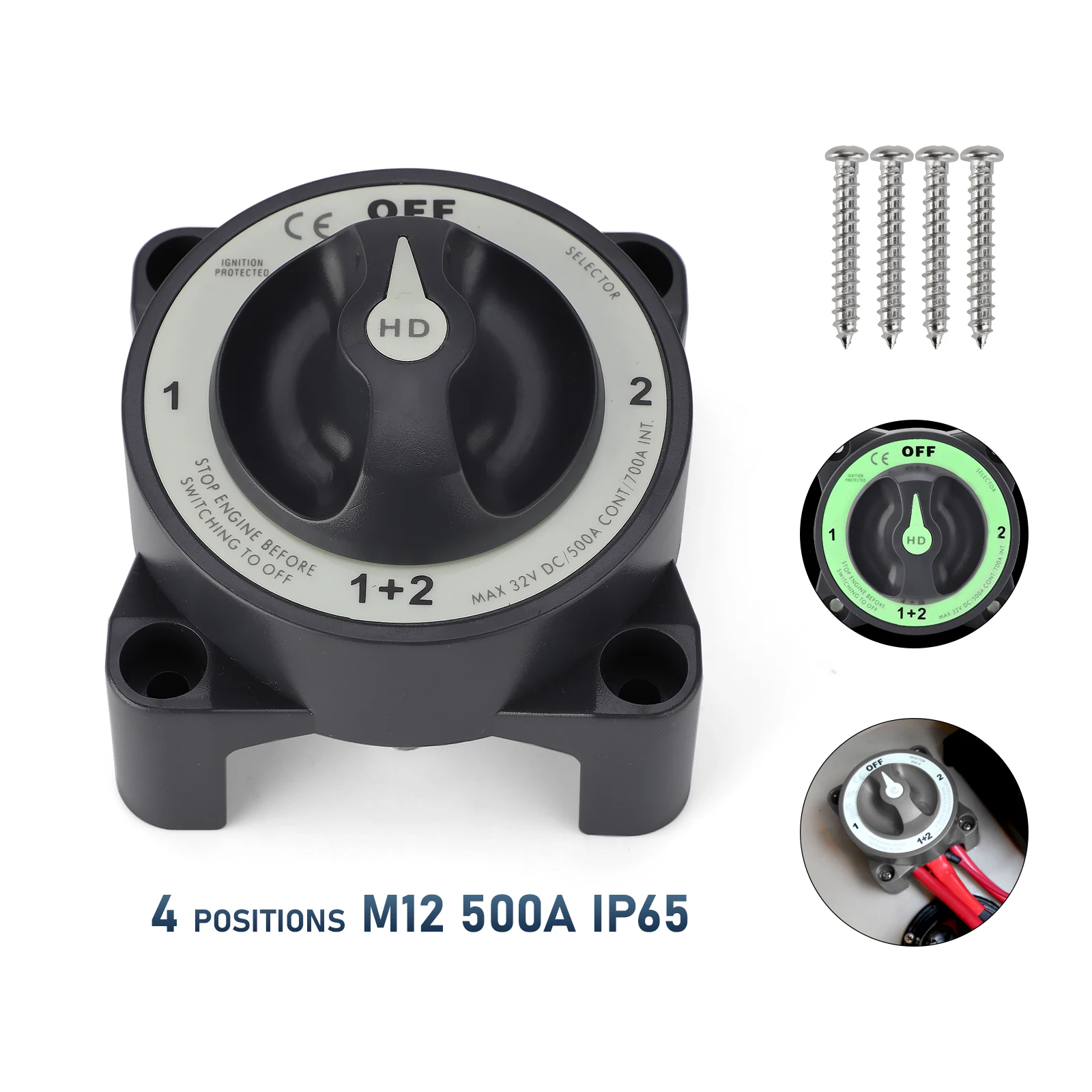Аккумуляторный выключатель 500A 32 В HD-серия 4 позиционирования сверхмощный