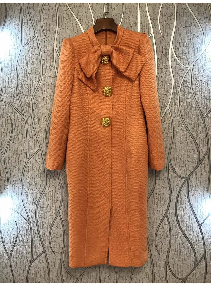 

Женское платье с бантом на воротнике, черное облегающее платье цвета хаки до середины икры с длинными рукавами и большими пуговицами, Осень-...