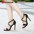 Женские босоножки на высоком каблуке, с перекрестной шнуровкой и ремешком на щиколотке