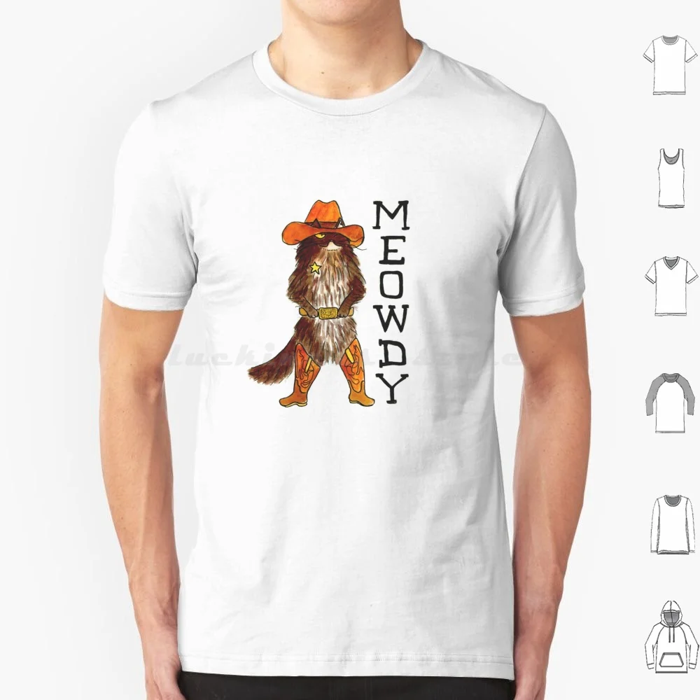 Meowdy! Кошачьи сапоги/котенок в ковбойском стиле футболка 6Xl хлопковая крутая Meowdy