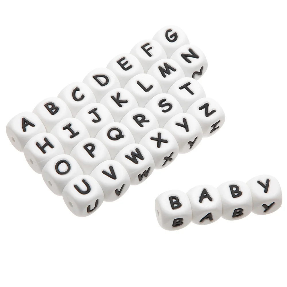 TYRY.HU 1000pcs Letter Silicone Beads Personalized Teething Teethers  In DIY Name On Pacifier Chain Pearl Silicon Alphabet Beads