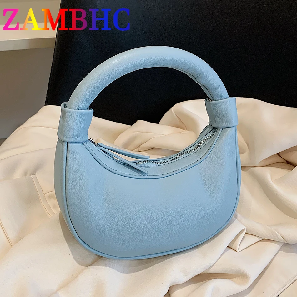 

Cute Short Handle Women's Circular Small Totes Solid Color Soft Leather Shoulder Crossbody Bags 2023 Trend Clutch Luxury Purses