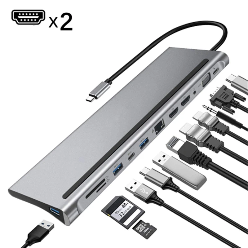

Док-станция 12 в 1 стандарта RJ45, USB 2,0, 3,5 мм