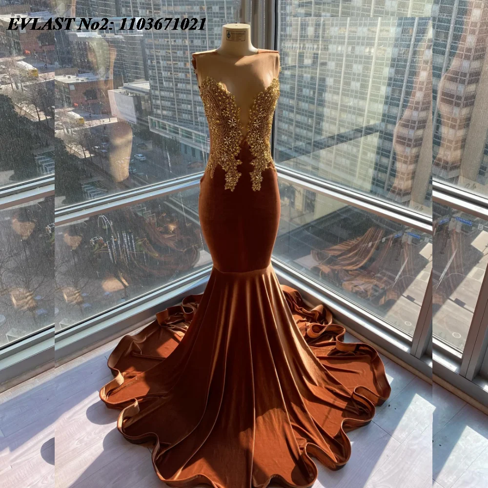 EVLAST индивидуальное блестящее коричневое платье русалки для выпускного вечера в