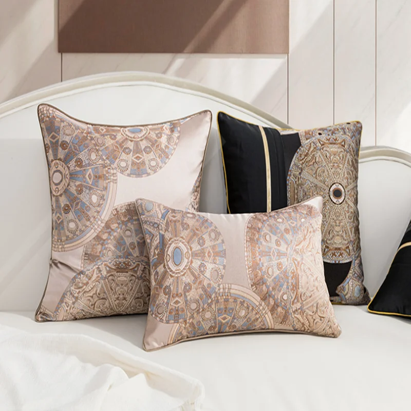 

Modern Light Luxury Jacquard Cushion Cover Splicing Pillowcase European Style Home Living Room Bedroom Sofa Decorative Pillows