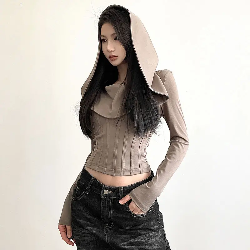 Фото Ветряная куртка Dune Wasteland с капюшоном и длинными рукавами, дизайнерская куртка с талией Sense Fishbone, весна 2021, модный женский топ №2