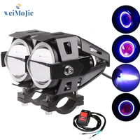 2x 125w u7 led motorcycle angel eyes headlight drl spotlights auxiliary bright led car work fog light bicycle lamp accessories