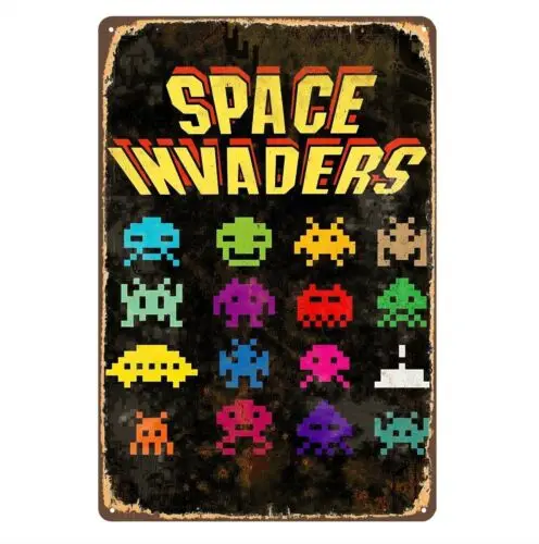 Металлический постер для видеоигр Space Invaders в стиле ретро-коллекционный жестяной