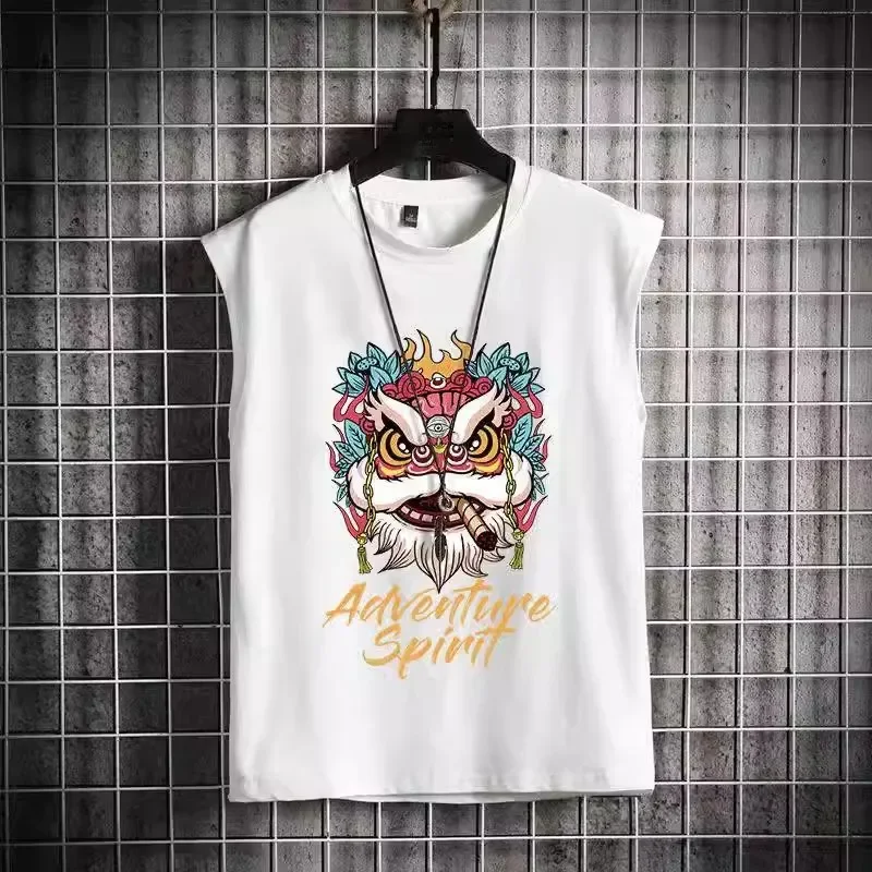 Men's Loose-fit Summer Tank Top Outer Wear Shoulder Vest Trendy Gym Thin Fashion