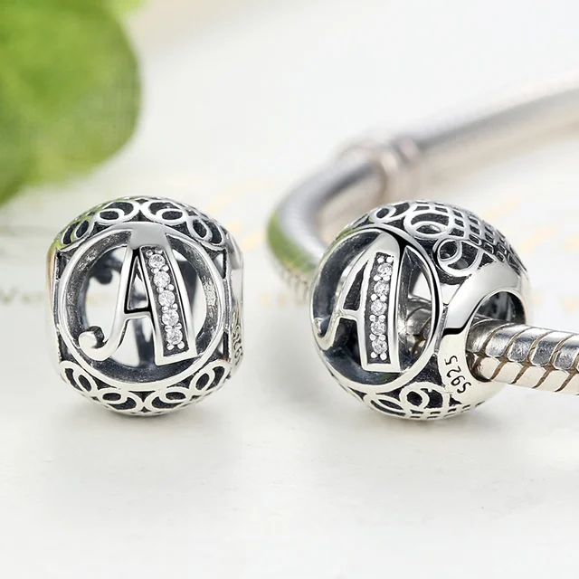 New 925 Sterling Silver 26 A to Z Letter Charm 16th 18th Alphabet Beads Fit Original charms Bracelet DIY Women Jewelry 5