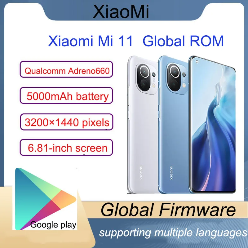 

Global ROM Xiaomi Mi 11 smartphone 128GB/256GB Snapdragon 888 Octa Core 120Hz AMOLED Display 4600mAh Battery 55W Fast Charging