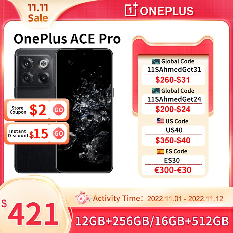 Cena OnePlus Ace Pro 5G Globalny Rom Smartphone 150W Supervooc Charge 4800mAh Telefon 6.7 Wyświetlacz AMOLED 50MP Potrójny Aparat