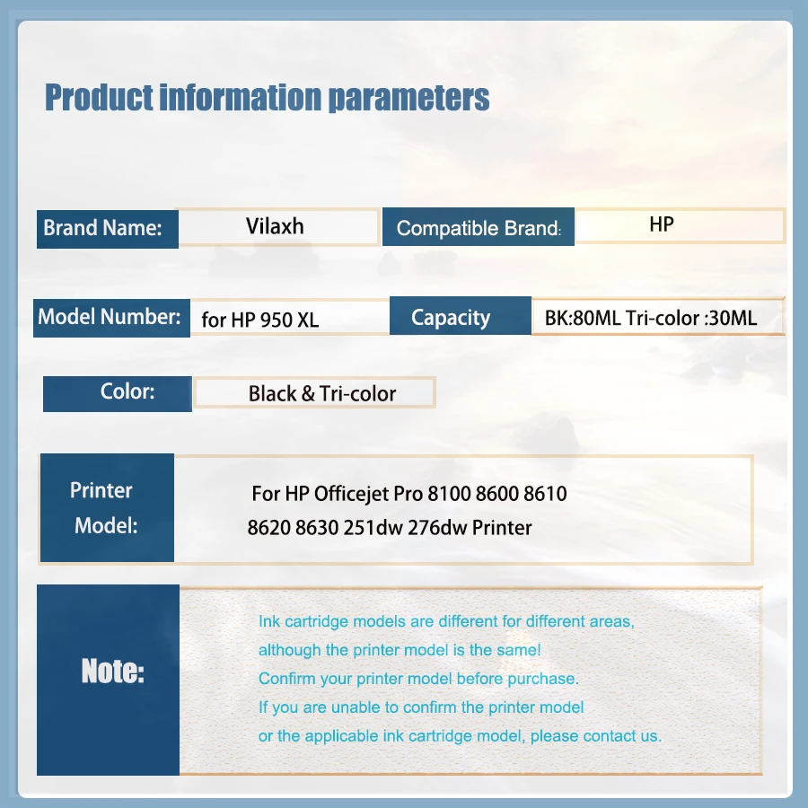 Совместимый с Vliaxh картридж HP 950XL 951XL 950 951 для принтера Officejet Pro 8100 8600 8610 8620 8630 251dw 276dw