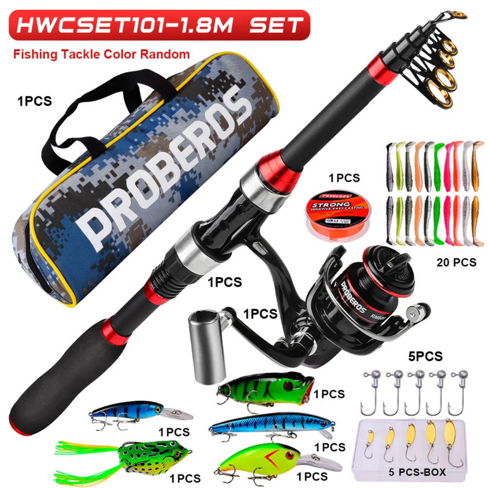 

Telescopic Fishing Rod Set Including Fishing Line Fishing Lures Kit & Carrier Bag & Reel Combo For Saltwater Freshwater Fishing