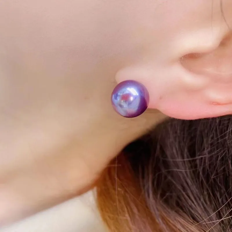 Серьги-гвоздики женские круглые с жемчугом 12-13 мм