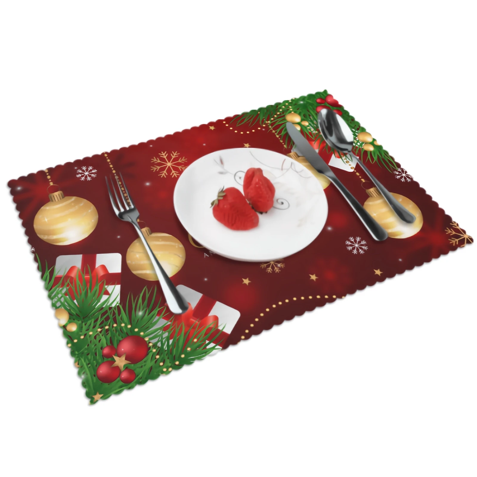 

Merry Christmas Placemats for Dining Table 12 x 18 inches Heat Resistant Table Placemats Set of 4 for Kitchen Dining Table