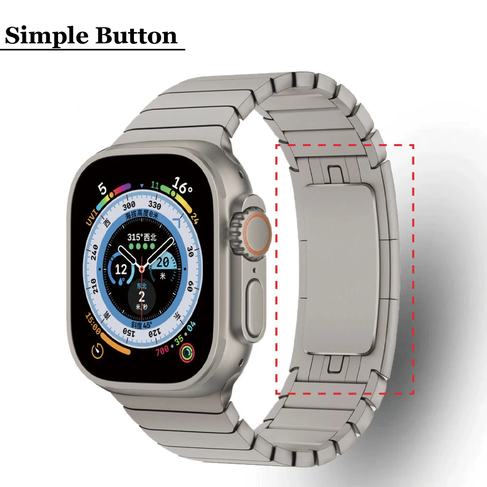 Titanium Link Bracelet for Apple Watch 8 7 41mm 45mm Ultra 49mm Luxury Stainless Steel Strap for Iwatch 6 5 4 Se 44mm 42mm 40mm