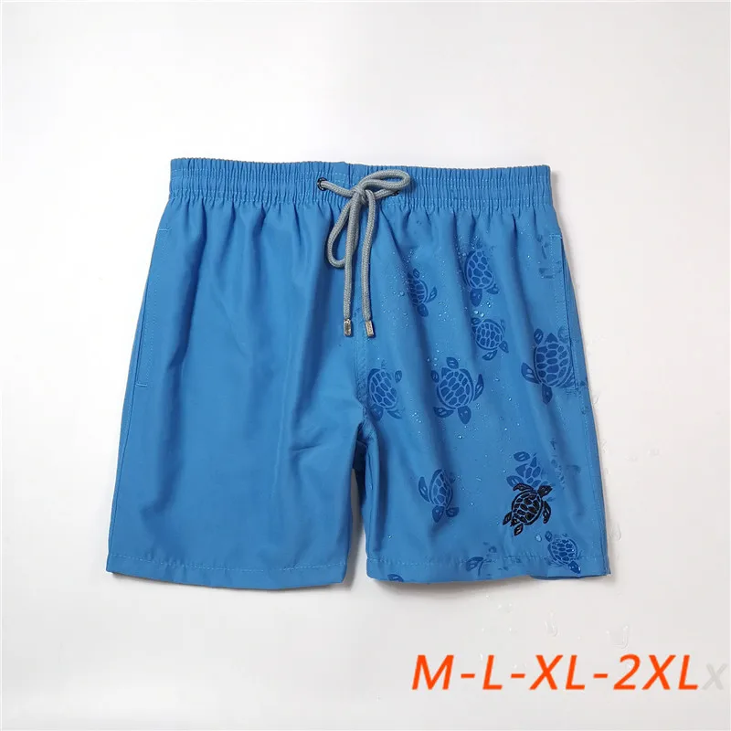 

2023 Top Quality Men's Magic Swimwear Color Change Embroidered Turtle Water Reactive Board Shorts Beach Surf Swim Trunks