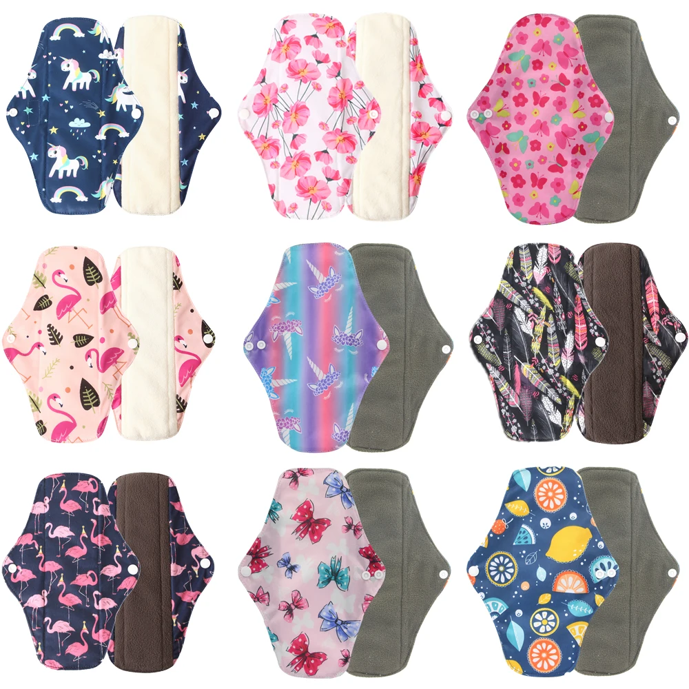 

1pcs Absorbent Microfiber Bamboo Charcoal Menstrual Pads Waterproof Washable Reusable Sanitary Pads Maternity Cloth Pads