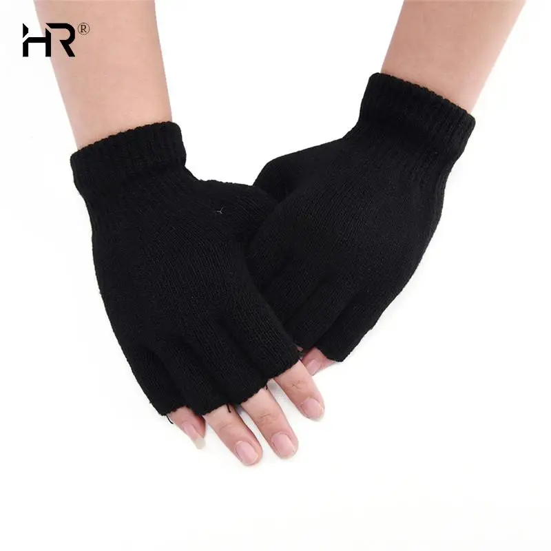 

1pair Women Men Fingerless Gloves Mitten Knitted Autumn Winter Touch Screen het Half-Fingers Adult Warm Winter