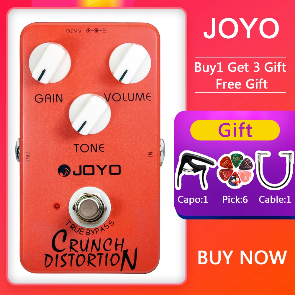 

JOYO Guitar Effect Pedal JF-03 Crunch Distortion Effect Pedal British Classic Distortion Great Response & Sustain True Bypass