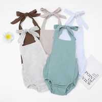 summer new linen lace up baby jumpsuit baby rompers jumpsuit onesie newborn clothes