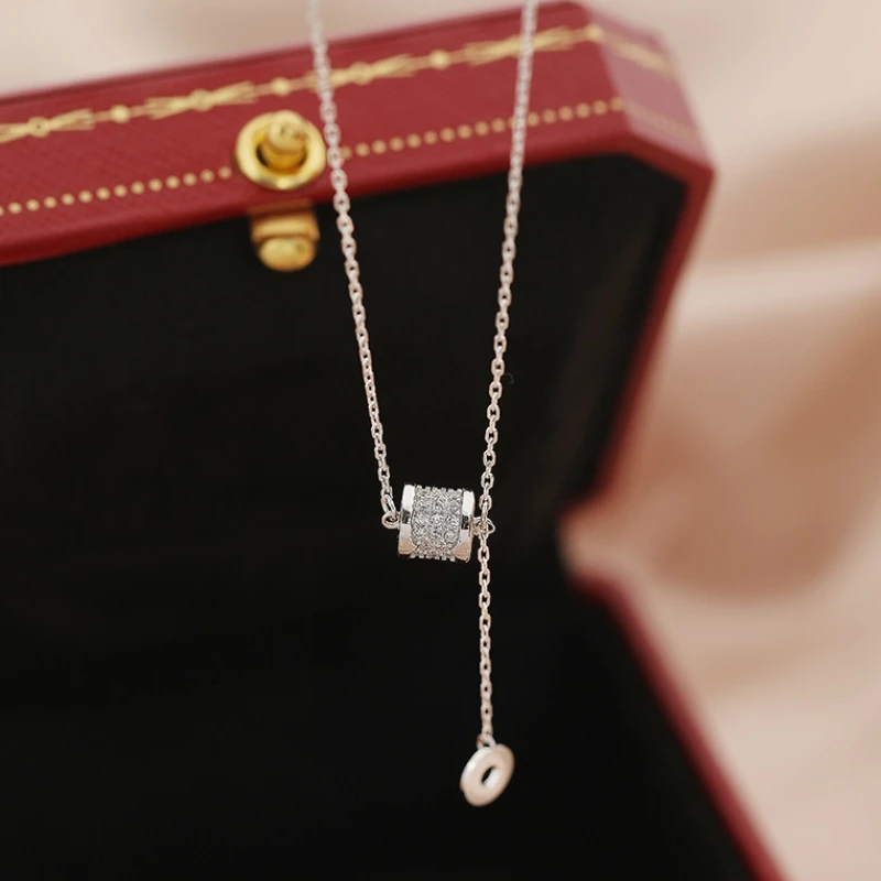 Женское колье с цилиндрическим кристаллом ANENJERY круглым кулоном и цепочкой