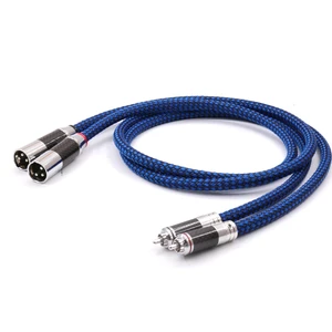 Pair 6N Silver Plated Hifi Audio Interconnector Cable With Carbon Fiber RCA to XLR Male Plug 2RCA Male to 2XLR Male Audio Line