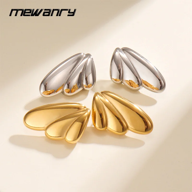 Геометрические серьги-гвоздики Mewanry из нержавеющей стали 316L с крыльями для
