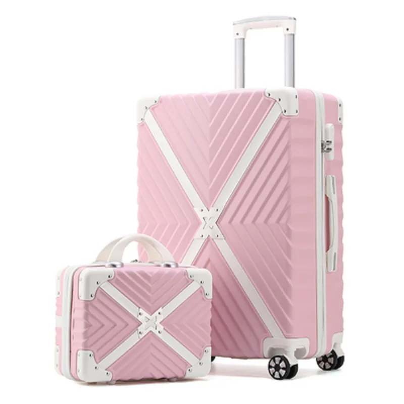

20/24/26/28Inch ABS Girl Roller Trolley Luggage Set With 14Inch Suitcase Hard Shell Fashion Leisure Case High Quality