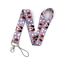 minnie mickey mouse key lanyard car keychain id card pass gym mobile phone badge kid key ring holder jewelry decorations