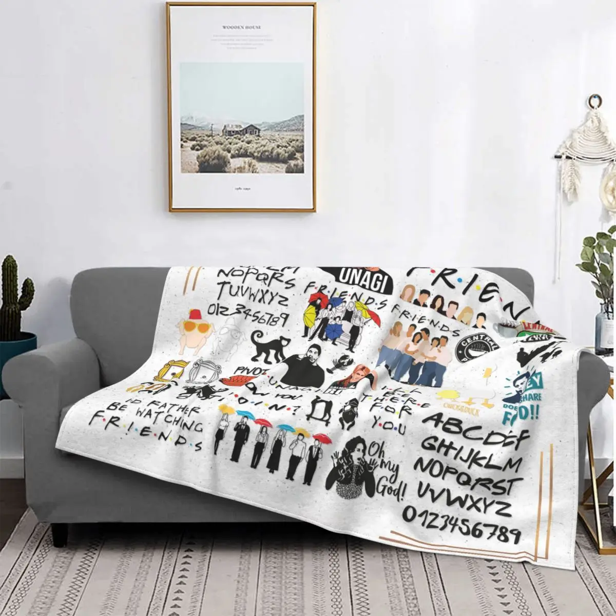 

Cartoon Friends Central Perk Patterned Blanket American Plush Awesome Warm Blanket for Bed Sofa Spring/Autumn