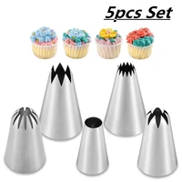 cheap 5pcs cake decorating piping nozzle kit kitchen diy baking accessories pastry cake icing pipe cream stainless steel nozzle