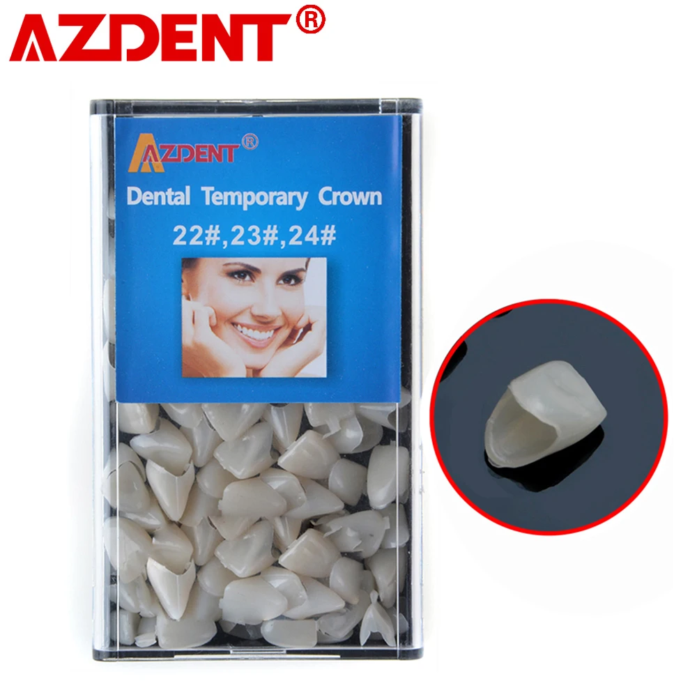 AZDENT Dental Temporary Crown Porcelain Materials Anterior Teeth Veneers 72pcs/Box Front Teeth 22# 23# 24# Just For Dentist Use