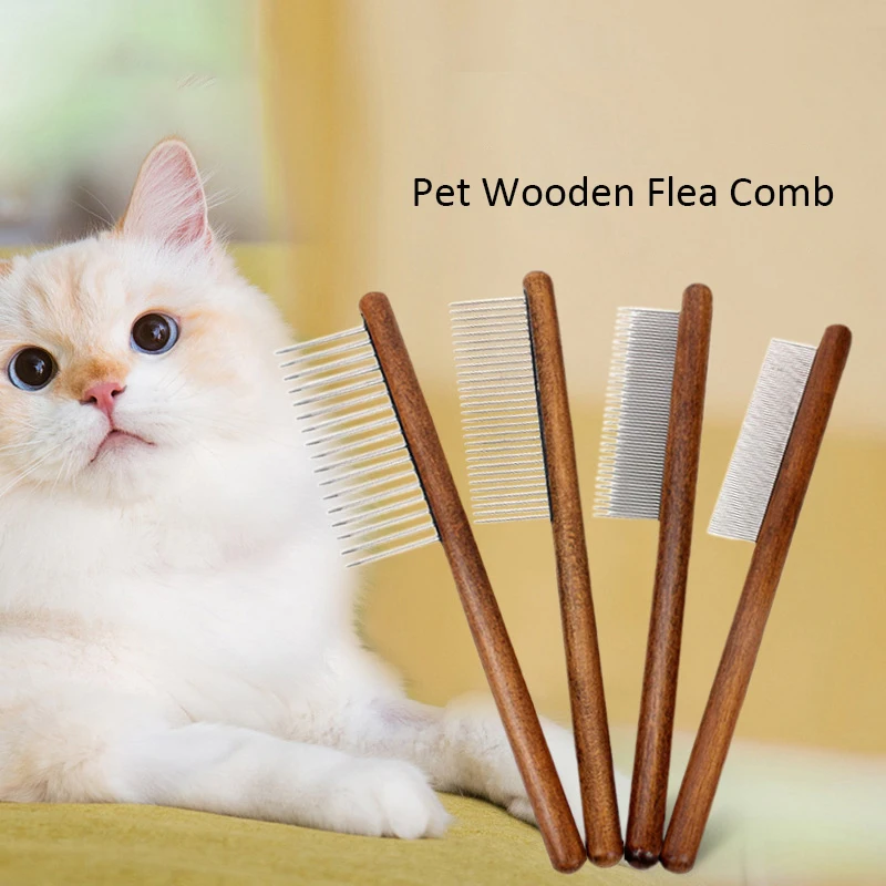 

2pcs Pet Solid Wood Flea Comb Cat Dog Hair Removal Comb Wholesale Trimmer Cleaning Grooming Tools Pet Supplies