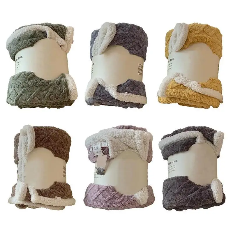 

Simple Pure Color Tower Velvet Lunch Break Blanket Polyester Fiber Super Soft Plush Blanket 6 Color 100*150cm
